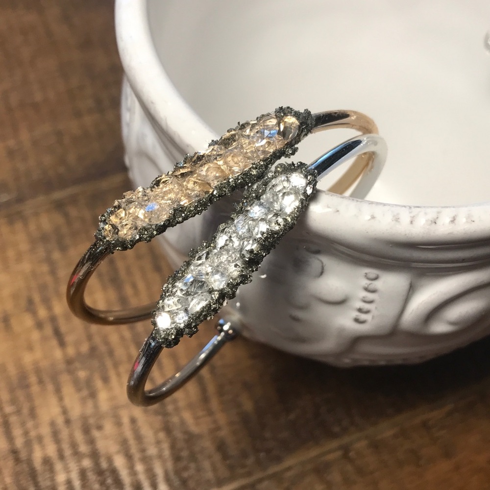 Herkimer‎ diamond bangle.Herkimer diamond bracelet.